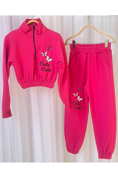 Gala set de trening crop brodat fluture copil fetita