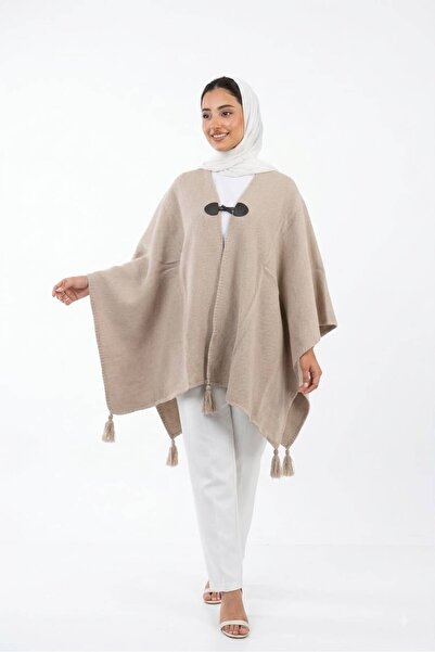 MODA Çalıkuşu Knitwear M2215 Mink Color Poncho Shawl