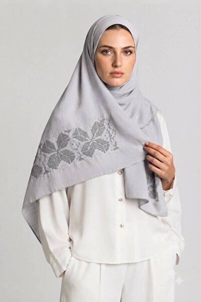 Veil Designer Gray Bowal with Kanfa Embroidery on Both Sides, Japanese Fabric...