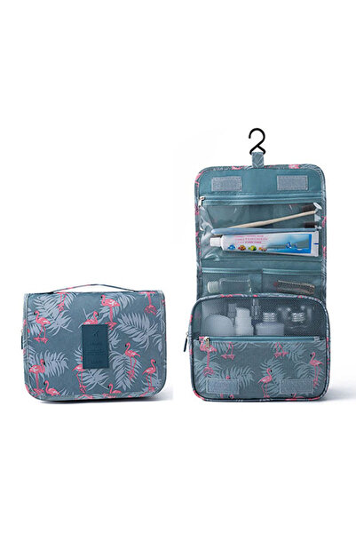 Choice14 Blue Flame Bird Polyester Hook Cosmetic Bag Women Makeup Bag High Ca...