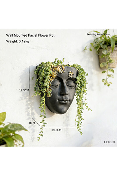 Choice TJ008-39 Creative Artistic Face Shaped Wall Mounted Flower Pot Wall De...