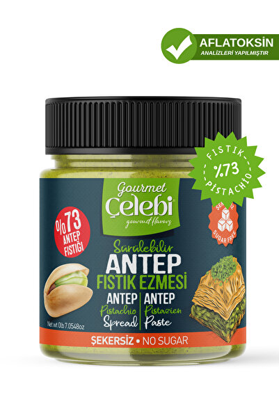 Gourmet Çelebi Şekersiz Sürülebilir Antep Fıstık Ezmesi 200 Gr. - Gerçek Ante...