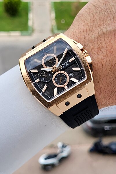 Ferrucci 41 Mm Kasası Rose Kordonu Siyah Renk İç Göstergeleri Aktif Erkek Kol...