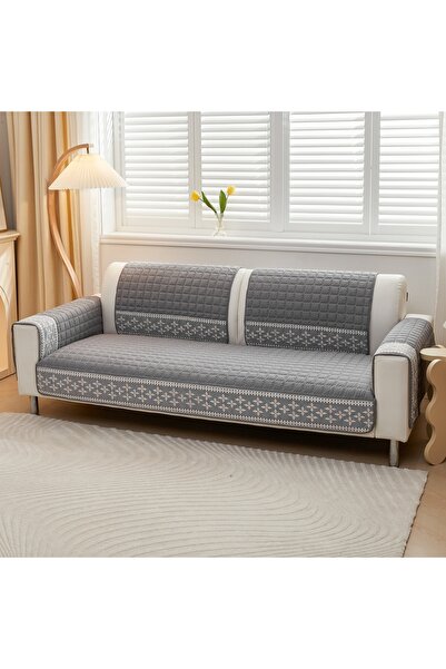 Choice غطاء أريكة مانع للانزلاق من قطعة واحدة بلون رمادي غامق مقاس 60×60 سم، ...
