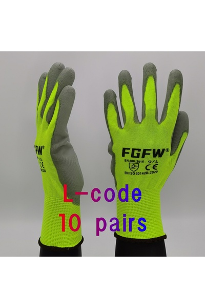 Choice L-code 10pairs 10 Pairs PU Coated Work Gloves - Lightweight, Durable S...