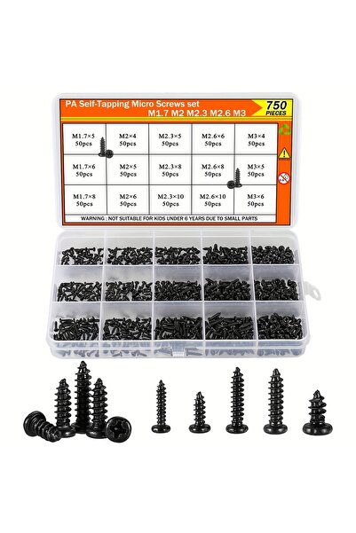 Choice 750pcs 750Pcs M1.7 M2 M2.3 M2.6 M3 Micro Self-Tapping Screws, Phillips...