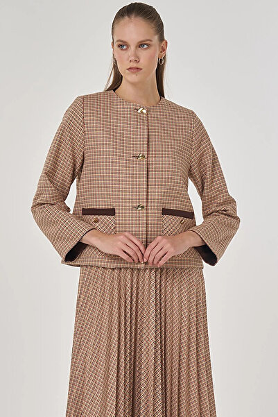 Kayra Plaid Pattern Jacket Tile