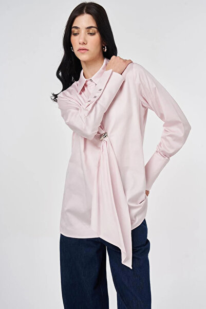 Kayra 100% Cotton Tunic with Metal Accessories Powder