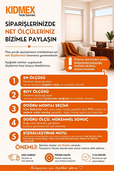 Kidmex Beyaz Plise Katlanır Cam Balkon Perdesi - Ofis Perdesi - Ev Perdesi - Salon Perdesi - Plise Perde