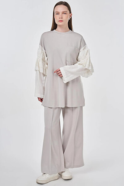 KYR Ruffle Detail Modal Double Set Light Gray