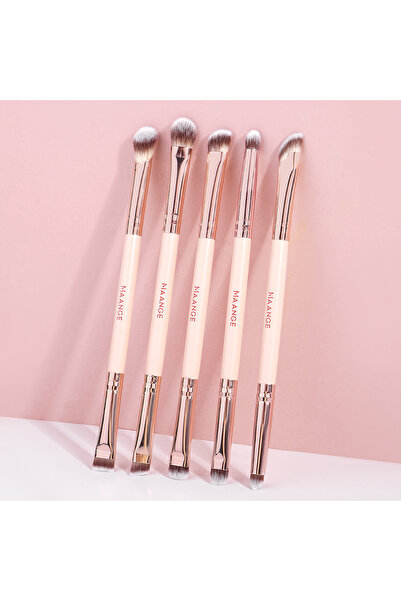 Choice Apricot MAANGE 5pcs Double-ended Eye Makeup Brushes Soft Synthetic Hai...