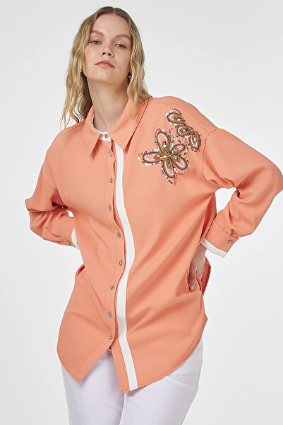 Kayra Embroidered Detailed Tunic Peach