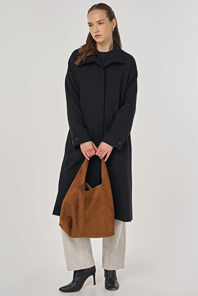 Kayra High Neck Raglan Sleeve Black Cap