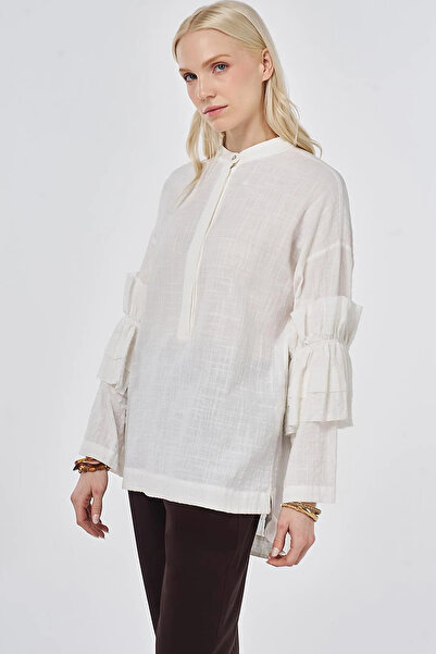 KYR Ruffled Seersucker Tunic Off-White