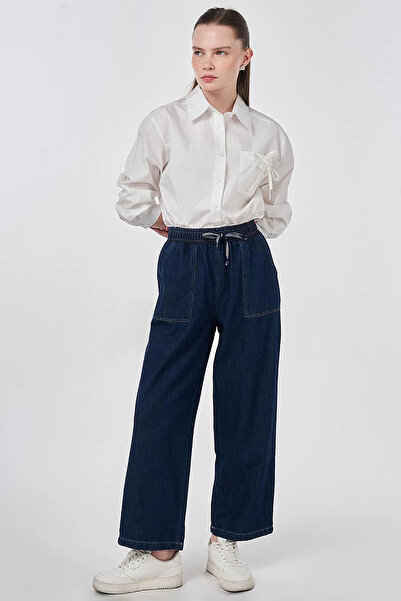 Kayra Torba Pocketed Denim Trousers Navy Blue