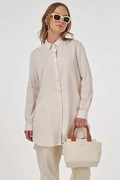Kayra Embroidered Lyocell Tunic Ecru