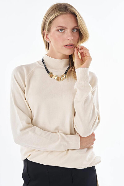 Kayra Half Turtleneck Viscose Knitwear Tunic Cream