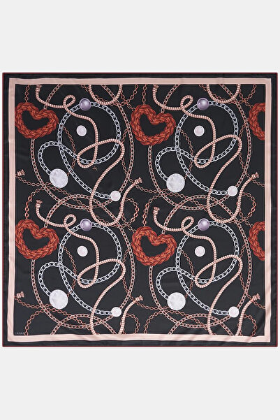 Kayra Heart Detailed Scarf Black
