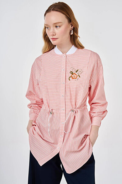 KYR Waist Drawstring Cotton Tunic Coral