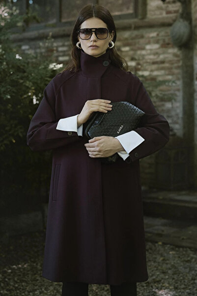 Kayra High Neck Raglan Sleeve Dark Burgundy