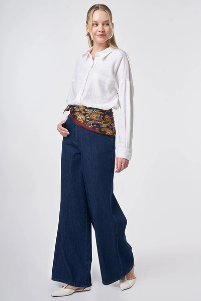 Kayra Wide Leg Denim Trousers Silicone Enzyme Wash