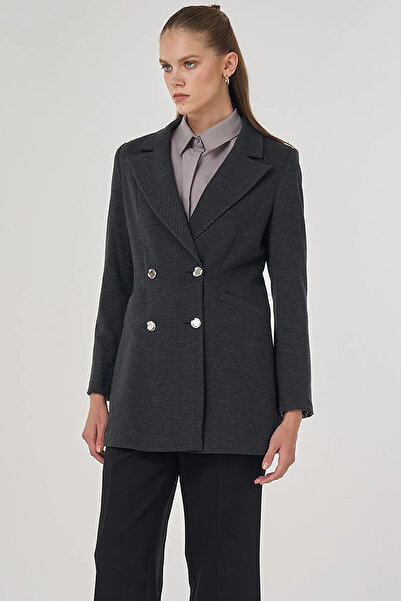 Kayra Men's Lapel Blazer Jacket Smoked