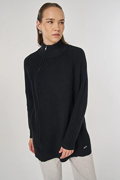 KYR Zipper Detailed Viscose Knitwear Tunic Black