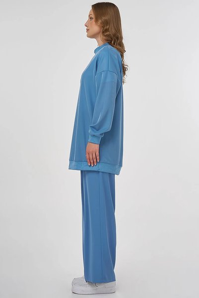 Kayra Shiny Look Sweatshirt Blue