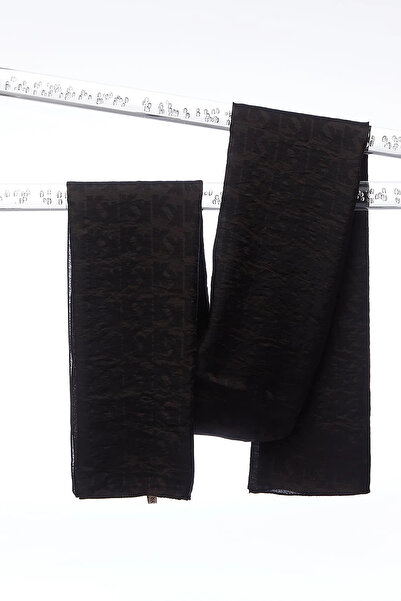 Kayra Mini Monogram Jacquard Viscose Woven Shawl Black