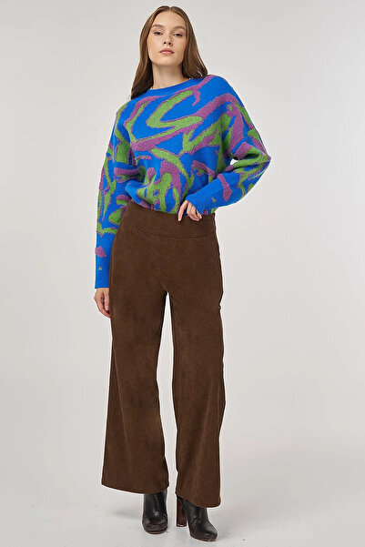 Kayra Velvet Trousers with Pocket Detail Brown