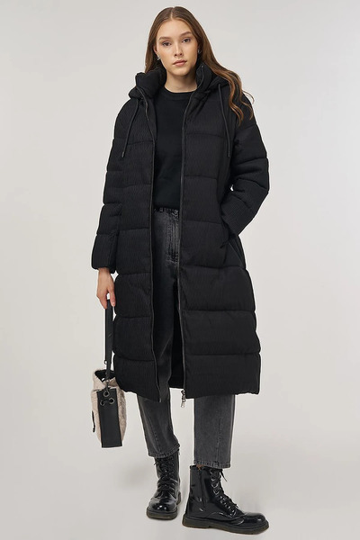 Kayra Zipper Closure Anorak Coat Black