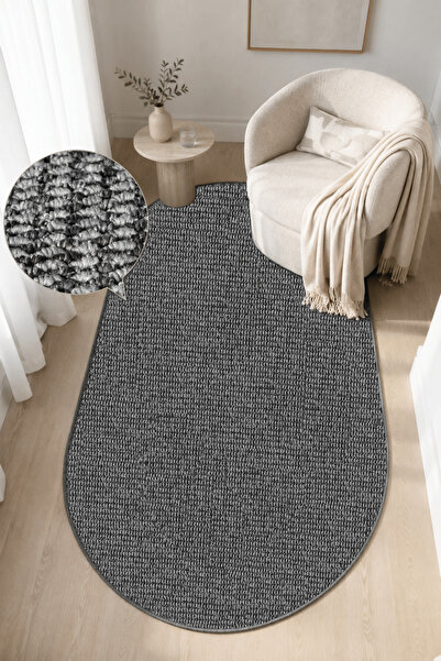 SANRUGS Home & Living CRYSTAL Antrasit Oval Halı, Leke Tutmaz, Tozumaz, Renk ...
