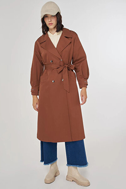 KYR Trok Printed Trench Coat Brown