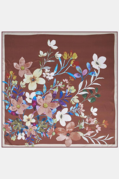 Kayra Watercolor Effect Scarf Brown