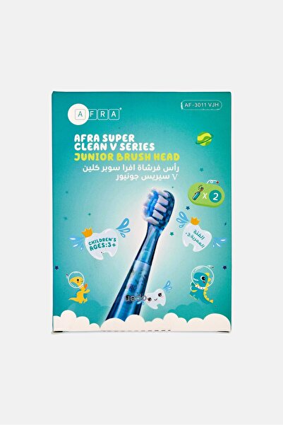 Afra 2 Pcs Super Clean V Series Junior Brush Head, Blue