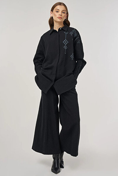 KYR Embroidered Cotton Double Suit Black