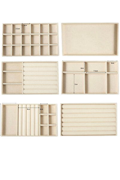 LONDON Birds Store Takı kutusu Şık kadife kaplamalı 6 lı çekmece içi takı set...