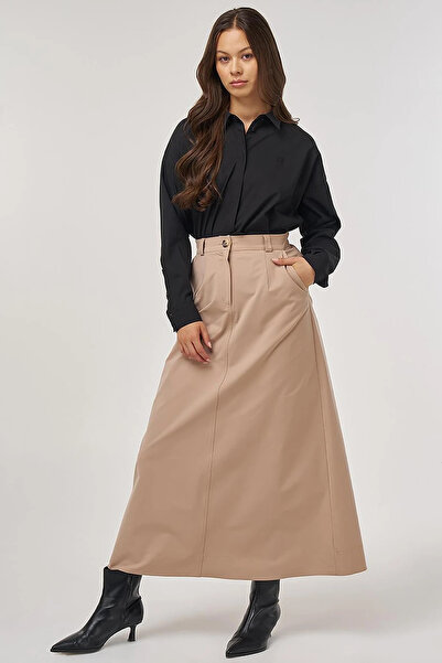KYR Zipper Closure Skirt with Pockets Beige