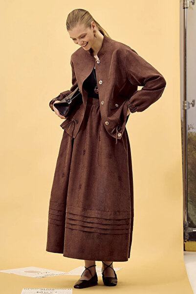 KYR Ribbed Stitched Modal A-Line Skirt Chocolate