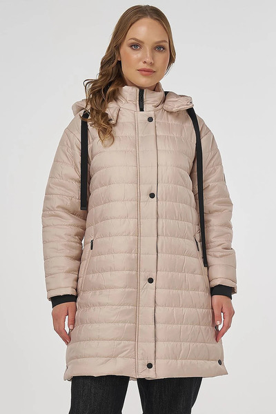 Kayra Anorak cu glugă cu guler stand crem