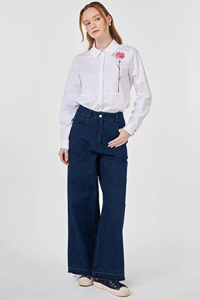 KYR Washable Elastic Waist Denim Trousers Navy Blue