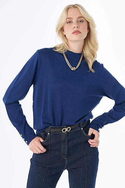 Kayra Basic Viscose Knitwear Sweater Indigo