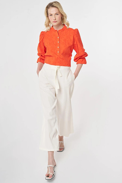 Kayra Wide Leg Lyocell Trousers Ecru
