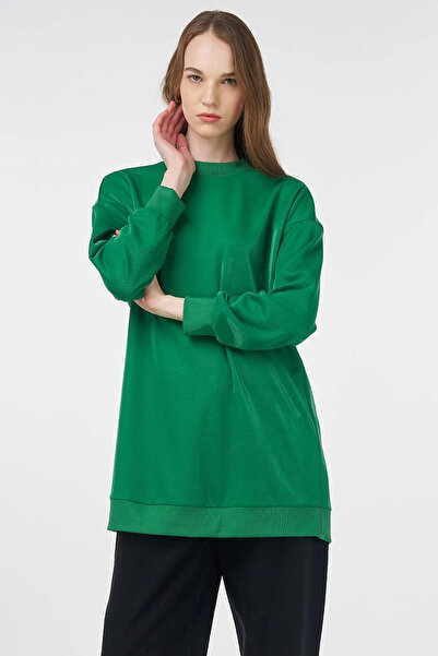 Kayra Parlak Görünümlü Sweatshirt Yeşil