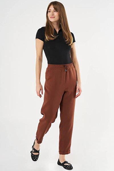 KYR Carrot Cut Double Leg Coffee Trousers