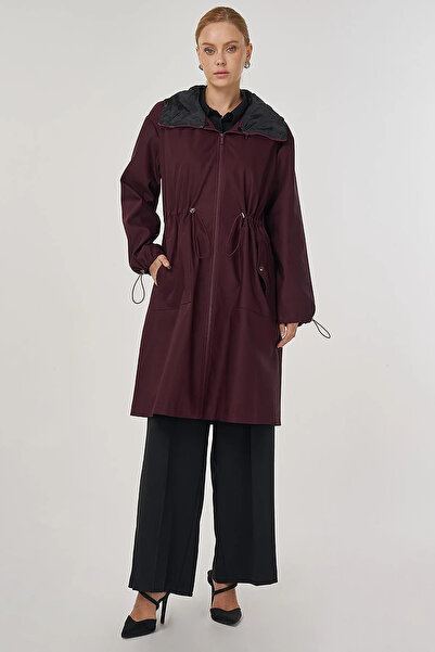 KYR Waist Drawstring Trench Coat Burgundy