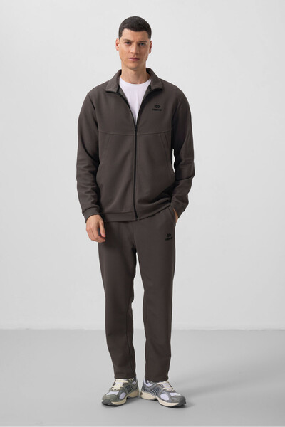TOMMY LIFE Dark Gray Surface Textured Comfortable Form Men's Tracksuit - 85273