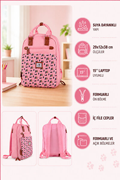 Biggdesign Cats Laptop Backpack Pink