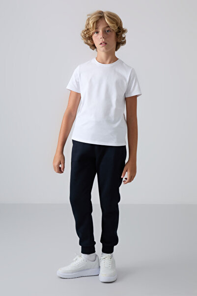 TOMMY LIFE Navy Blue Cotton Thick Inside Hairy Soft Textured Standard Fit Emb...