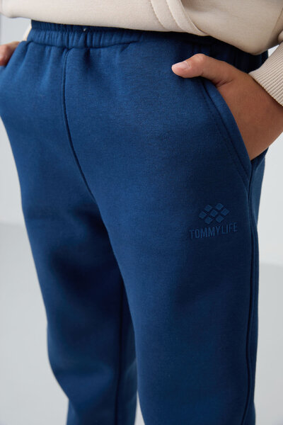 TOMMY LIFE Parlament Cotton Thick Furry Inside Standard Fit Embroidered Boys' Tracksuit Bottom - 11224
